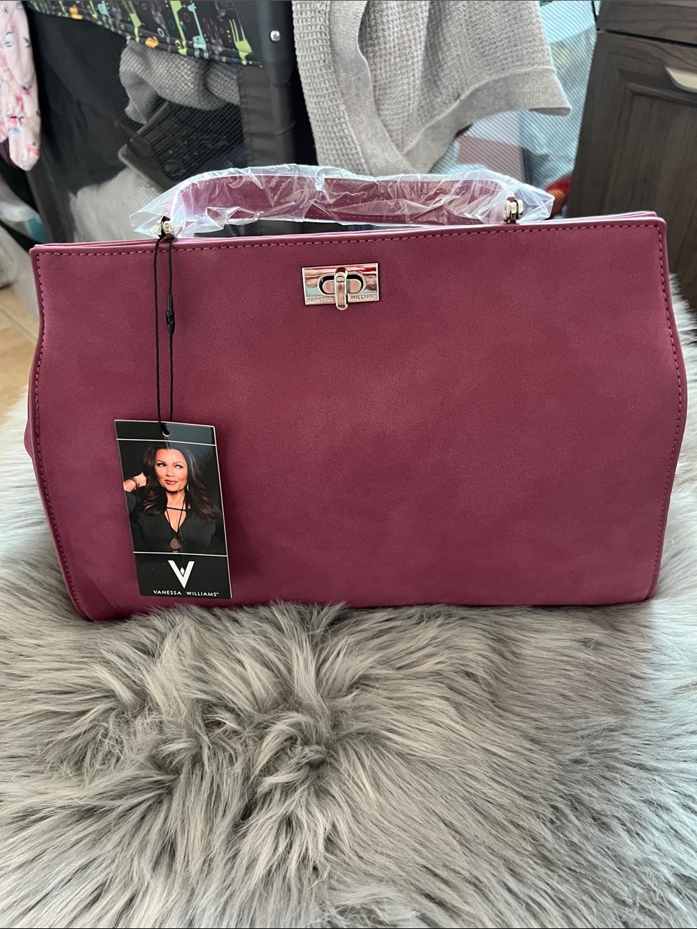 NWT Vanessa Williams Merlot Pink Satchel Bag Purse